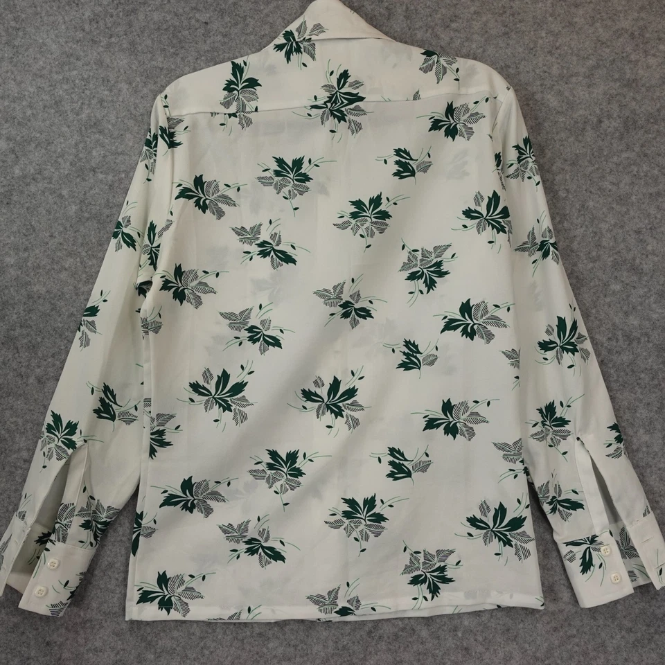 Vintage SEARS Kings Road 70s Shirt Men S White Green Perma Prest MOD Ditsy Indie - Image 2 of 4
