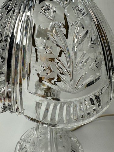 Vintage schweres klares Kristallglas Boudoir Nachtlicht Lampe getäfelte Blätter 13" - Bild 7 von 15