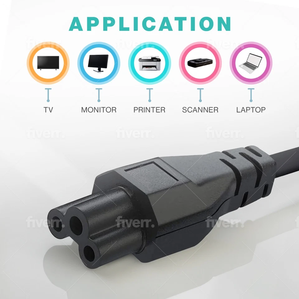 100 Pack Laptop Power Cord 5FT Mickey Mouse Laptop Charger Brick Cord 10A 125V - Image 2 of 4