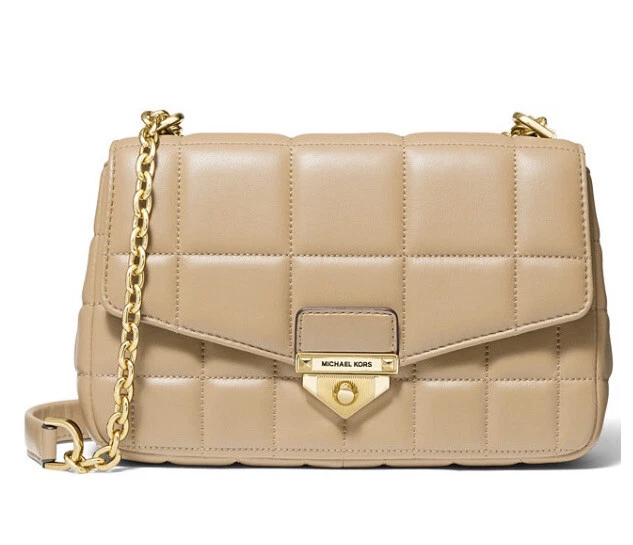 ❤️ Michael Kors Soho Chain Quilted Leather Camel/Gold Shoulder Bag