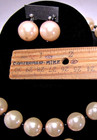 Pink Beaded Necklace Bracelet Earrings Set Faux Pearl Silver Metal Black Beads — photo 3