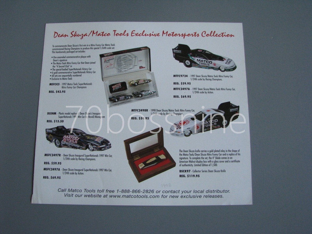 DEAN SKUZA 1998 MATCO TOOLS FUNNY CAR 8.5x9.5 NHRA DRAG RACING
