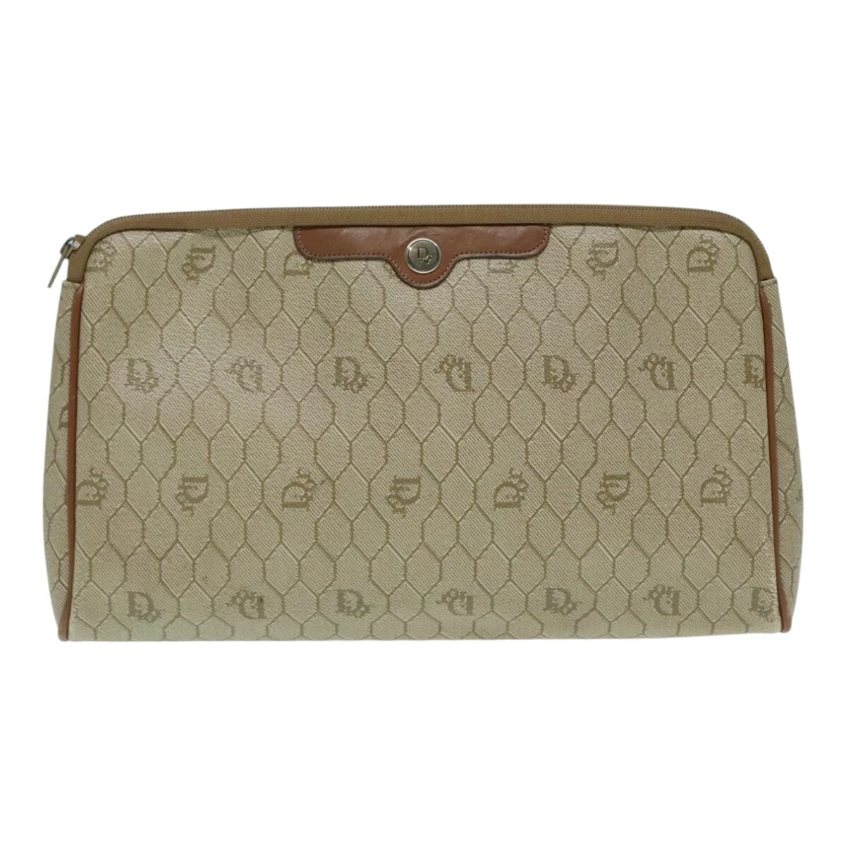Sac pochette toile beige nid d'abeille Dior authentique