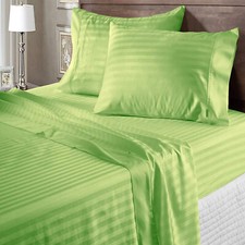 1000 Thread Count 100 Cotton - Luxury Bedding Item US Sizes Sage Stripes