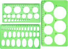Hestya Circle Template 3 Pieces Plastic Circle and Oval Templates Measuring Rule