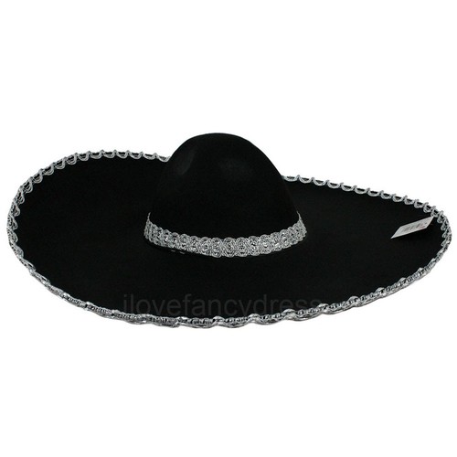 NERO FELTRO CAPPELLO SOMBRERO XL MARIACHI BAND messicano BANDIT Costume |  eBay