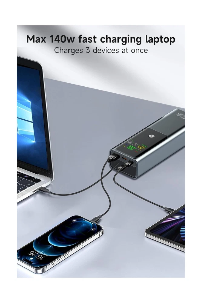 27,000mAh 140W Power Bank with Smart Digital Display – Fast Portable Charger