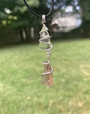 Handmade Super 7 Melody Crystal & Opalite Silver Tone Wire Wrapped Pendant Reiki