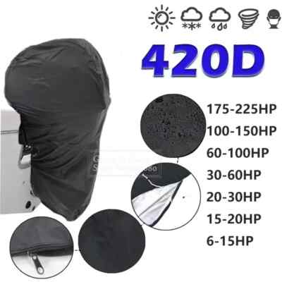 420D Waterproof Outboard Motor Cover for 0-350HP Boat Engines Full Coverage