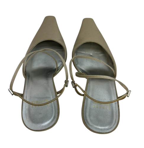 Stuart Weitzman Mujer Talla 7 1/2 Brillante Punta Dorado Beige Champagne Tacones - Imagen 6 de 14