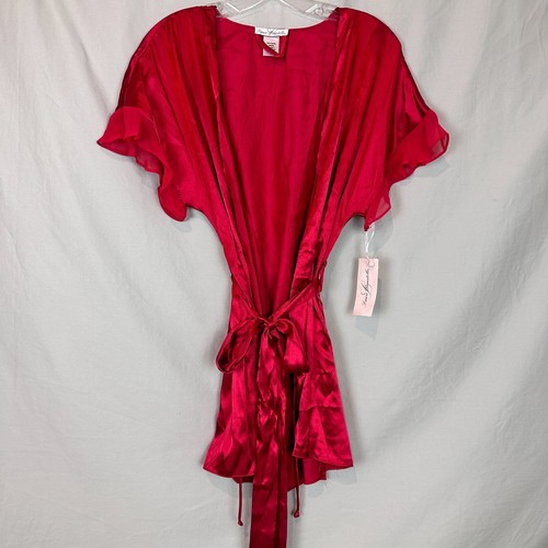 Womens Pajamas Robe Size M Linea Donatella Satin Wrap - Picture 2 of 8