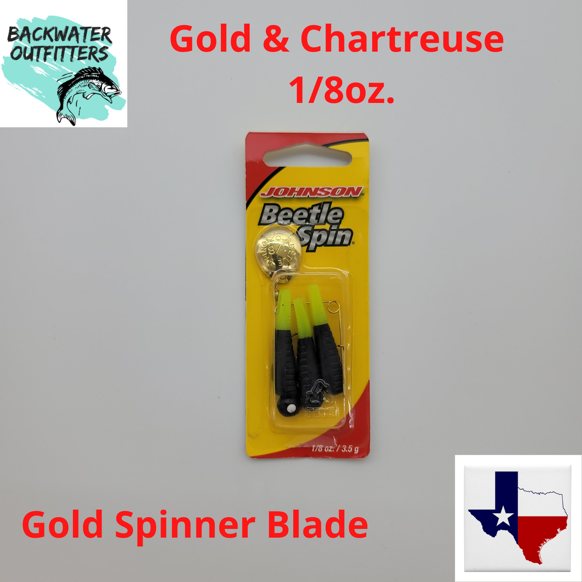 Original Johnson Beetle Spin 1/8oz Black Chart w/ Gold Spinner