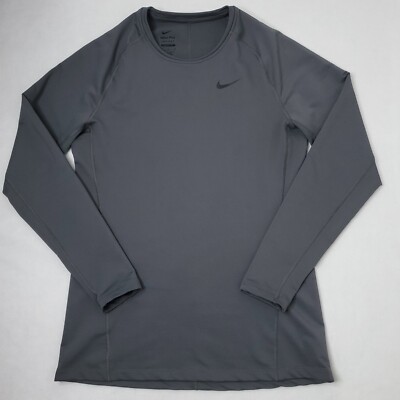 Nike Pro Dri-Fit Slim Fit Men's M Gray Performance Long Sleeve Shirt  Wicking Gym