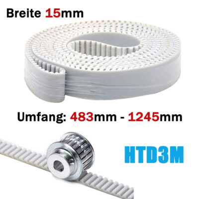 15mm Breite HTD-3M Polyurethan+Stahldraht Geschlossen Zahnriemen Verschleißfest