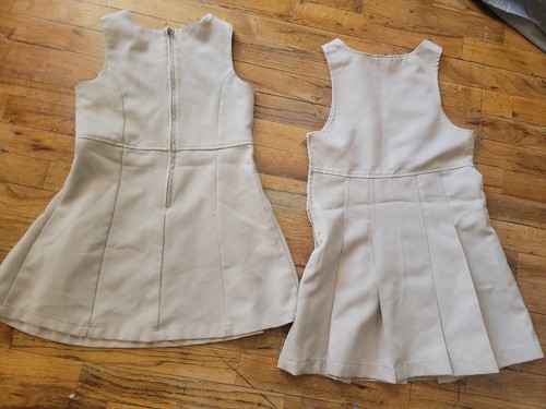 Girls School Uniform pleated dress khaki Zipper closure lot of 2 sz 7 & sz 8 - Picture 7 of 9