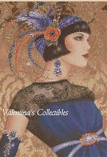 Art Deco Lady in Navy Dress Counted Cross Stitch Chart No. 1-139 