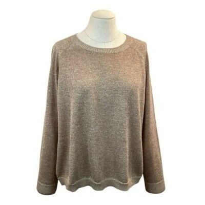 MaxMara Weekend Goranna Metallic Round Neck Sweater Tan