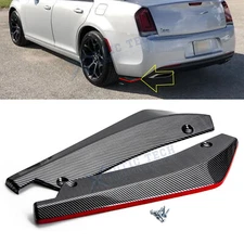 2Pcs Carbon Fiber Pattern w/Red Rear Skirt Canard Splitter For Chrysler 200 300