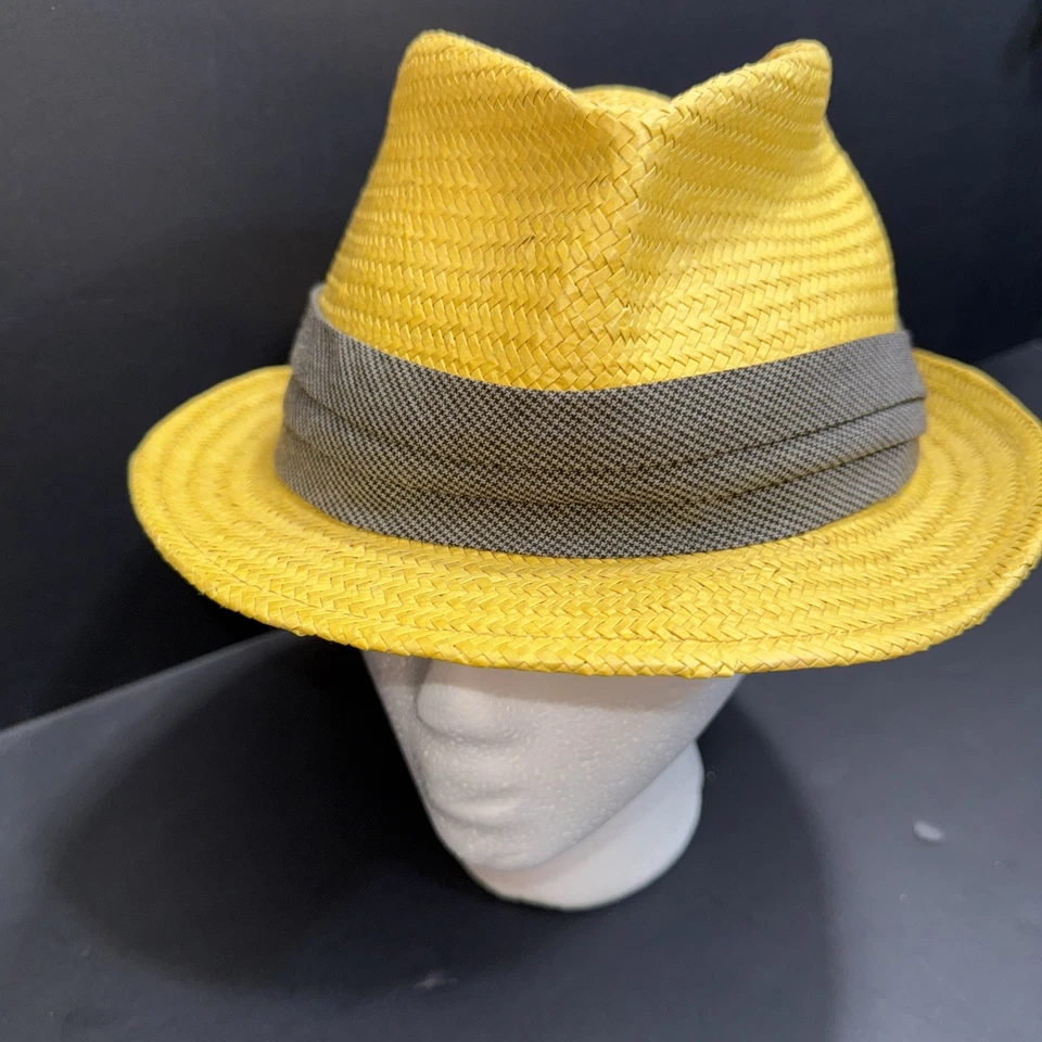 J. Sombrero de Panamá Crew Amarillo Fedora Paja Playa Informal Amarillo Minimalista Para Mujer Foto 3 de 4