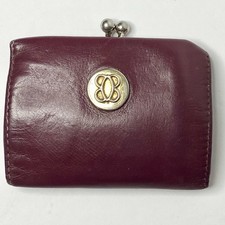 Vintage Bosca Leather Small Kiss Lock Coin Purse Wallet Burgundy