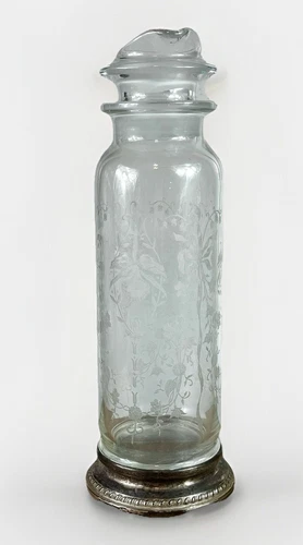Heisey ORCHID 2 Piece Glass Cocktail Shaker w STERLING SILVER Base - READ* - Picture 2 of 11