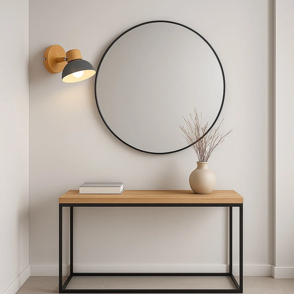 Applique da parete moderno in legno e metallo orientabile attacco E27 - Immagine 3 di 4