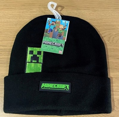 Minecraft Creeper Mütze Beanie Strick warm Winter schwarz grün Mädchen Jungen Gamer 