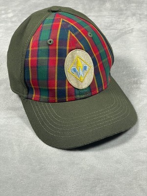 Boy Scouts of America Webelos Uniform Cap Hat S/M Olive Green Plaid Flex Fit