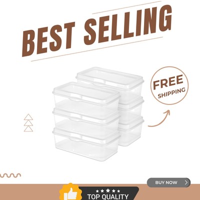 Stackable 6-Pack of Clear Storage Boxes - Versatile Organizers for Home & Office