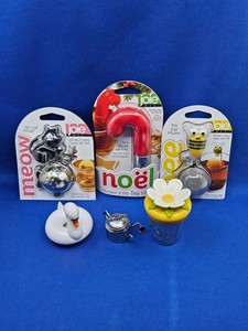 Mixed Lot 6 Novelty Tea Leaf Infusers Cat Bee Candy Cane Swan Flower Pot Teapot