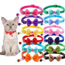 Bow Dog Cat Collar Soft Comfortable Pet Collar with Bell Adjustable