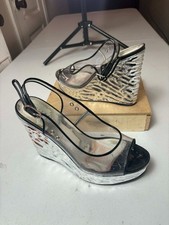 Zeppe platform Chanel in PVC e pelle argento metallizzato misura 40,5 / US 10,5