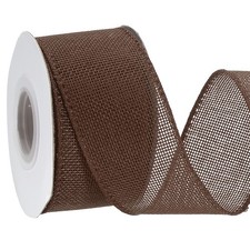 2 Inch x 10 Yard Burlap Wired Ribbon, Jute Edge Ribbons with Iron Wire Brown