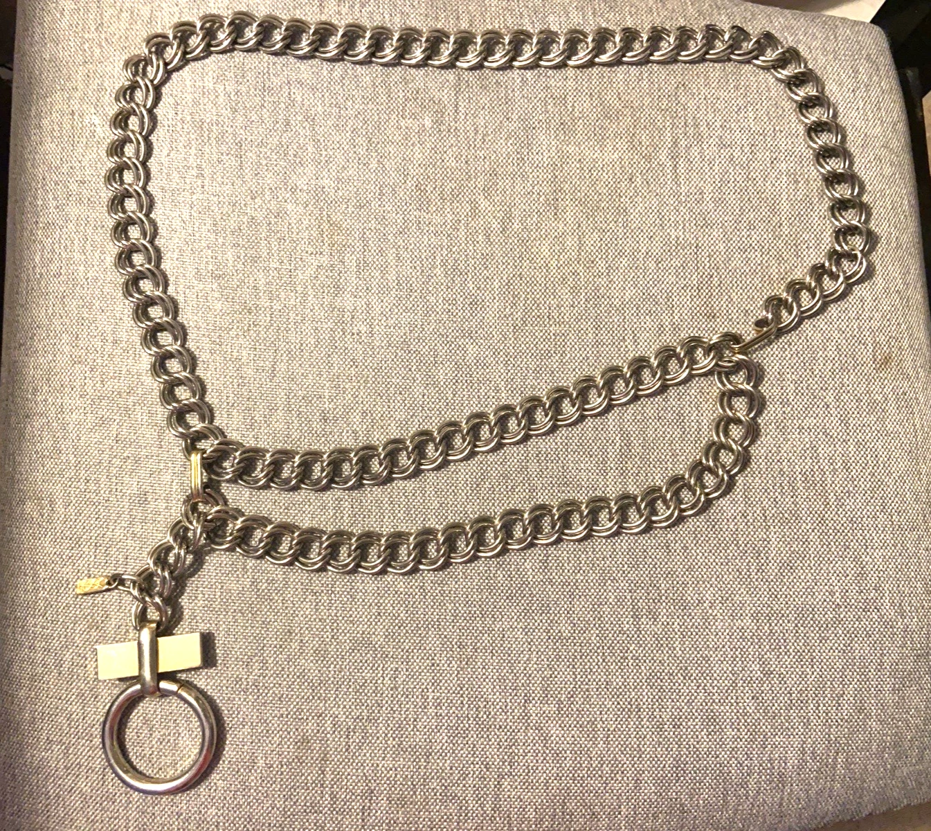 Saint Laurent — Vintage YVES SAINT LAURENT YSL Silver Chain w/ Gold Hardware Belt 1970' One Size