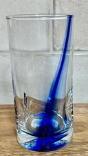 Set of 4 LIBBEY Crisa Blue Ribbon Dimpled Twist Swirl 6" Glasses 16 Oz EUC