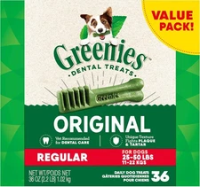 Greenies Original Regular Dental Dog Treats, 36 36 Count (Pack of 1), Green