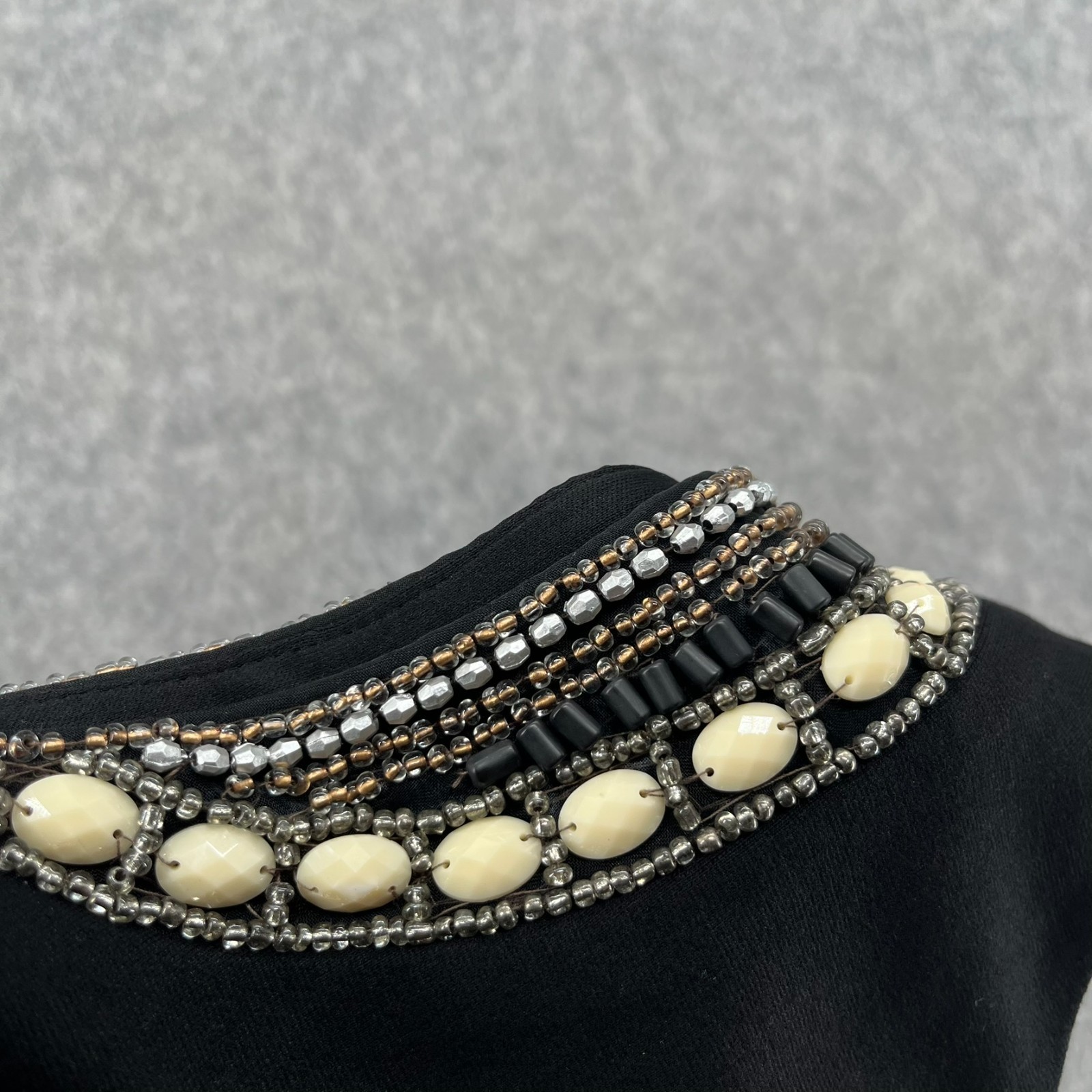 Vintage Cache Solid Black Knit Beaded Embellished… - image 14