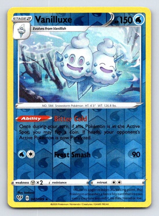 Vanilluxe 047/189 Rare Darkness Ablaze Pokemon Reverse Holo Near Mint