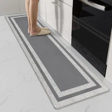 Grey Anti Fatigue Kitchen Mat 17.3x59 Inch Cushioned Memory Foam Runner