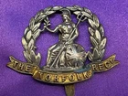 Genuine WW1 The Norfolk Regiment OR Bimetal Cap Badge w/slider