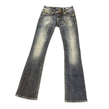 Miss Me Embellished Bootcut Jeans Denim Blue Womens Size 28 Gold Accents