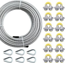 1/4 Steel Cable, 150Ft Wire Rope, 1/4 Aircraft Cable with 7x19 Strands and
