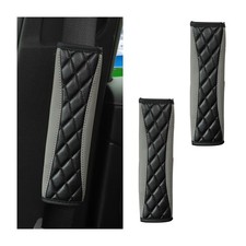 Mandark 2PCS Leather Car Seat Belt Covers with Foam Padding, Gray Dried-bea...
