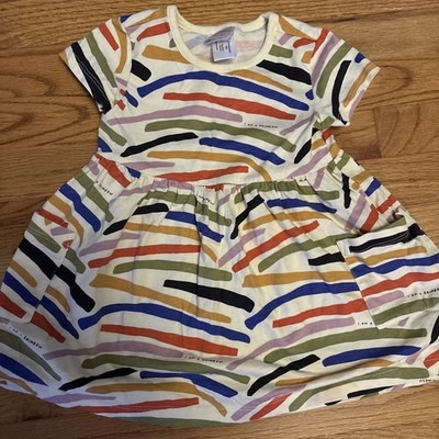 Hanna Anderson Girls Dress I Am A Rainbow 3T 100% Cotton Short Sleeve Pockets