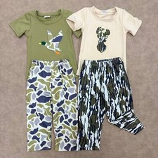Toddler Baby Boys Hunting Duck/Deer Applique Top Outfit With Camo Pants