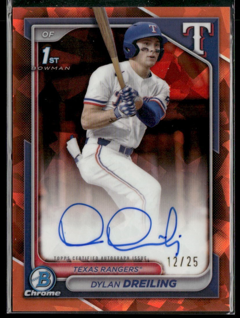 2024 Bowman Sapphire Chrome Prospect Auto Dylan Dreiling Orange Sapphire /25 1st