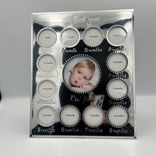    My First Year Baby Photo Frame Collage in Silver Finish 9.5"x11.5"