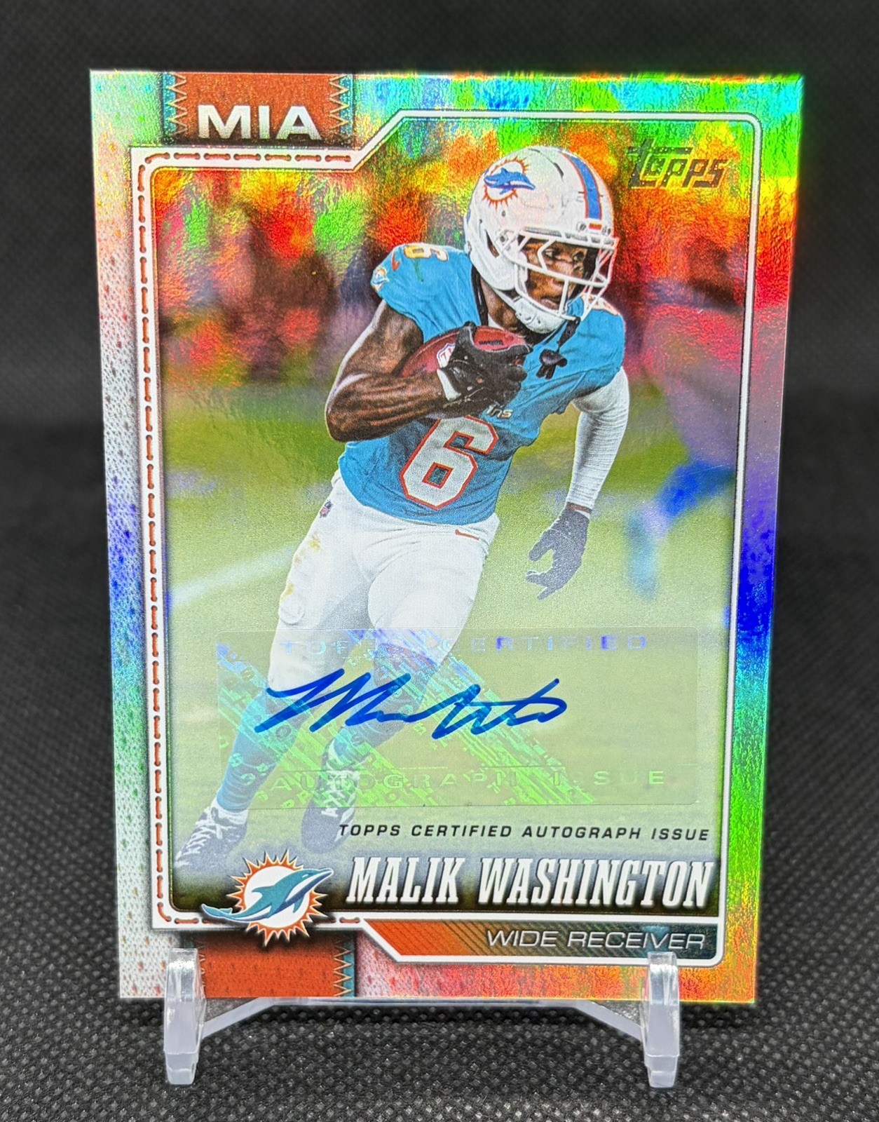 2026 Topps Flagship #123 Malik Washington Holo Foil Auto Dolphins