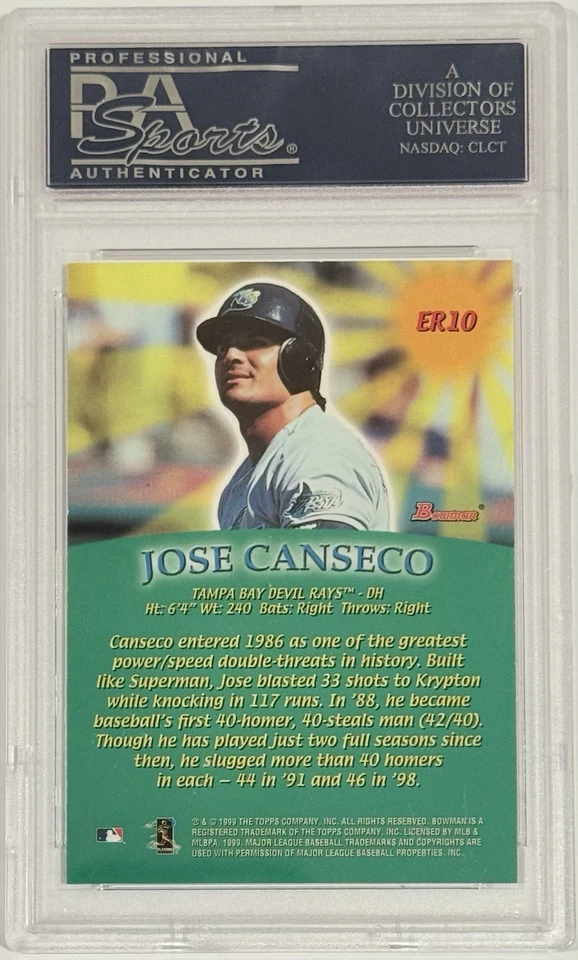 Bowman Early Risers #ER10 1999 José Canseco PSA 10 gemas como nuevo bajo pop Foto 2 de 2