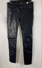 AllSaints Women's Black Coated Skinny Ankle Zip Pants Jeans Sz 28